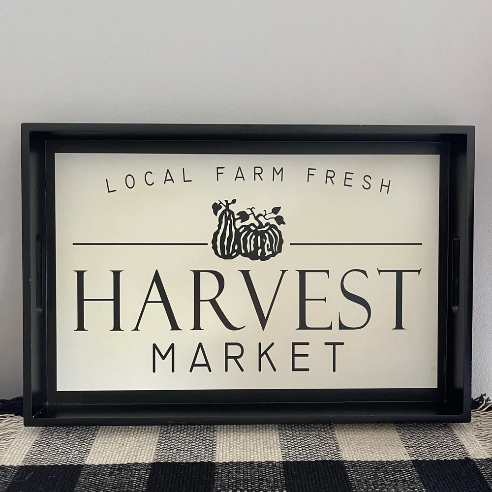 Pier 1 - Decorative Tray with Handles - "Local Farm Fresh Harvest Market" - Picture 1 of 4